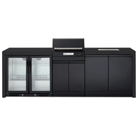 Crossray Extreme Outdoor Kitchen with Electric BBQ, Sink, Double Fridge and Black Sintered Stone Benchtops TCEK-12