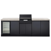 Crossray Extreme Outdoor Kitchen with Electric BBQ, Single Fridge and Grey Sintered Stone Benchtops TCEK-15