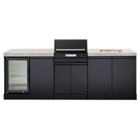 Crossray Extreme Outdoor Kitchen with Electric BBQ, Sink, Single Fridge and Grey Sintered Stone Benchtops TCEK-16