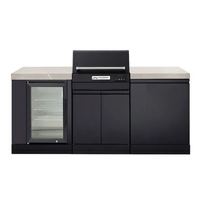 Crossray Extreme Mini Outdoor Kitchen with Electric BBQ, Single Fridge and Grey Sintered Stone Benchtops TCEK-MINI-1