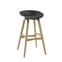 Virgo Bar Stool - Oak Coloured Timber Leg / Polypropylene Seat - Black VIRGO-STOOL-BLACK
