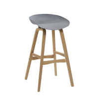 Virgo Bar Stool - Oak Coloured Timber Leg / Polypropylene Seat - Grey VIRGO-STOOL-GREY