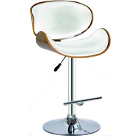 Monaco Bar Chair Chrome and Walnut White PU VJY-1076-WH