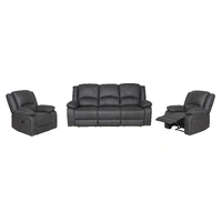 Captain 3 Seater Recliner with Two Single Recliners Suite - Onyx VO-CAPT-3RRR-ONYX