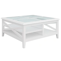 Hampton Coffee Table Glass Top - White VO-HAMP-11