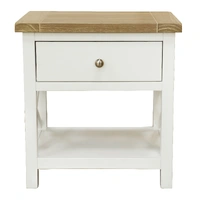 Shellwood 1 Drawer Bedside Table - Oak / White VOB-SHEL-03