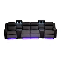 Academy Home Theatre 4 Recliners & 2 Consoles Fabric MKII - Black VOL-ACAD-07MKII