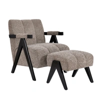 Atlas Fabric Accent Chair + Stool - Fawn VOL-ATLAS-01