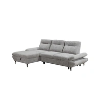 Capella Fabric 2 Seater Sofa Bed with Left Hand Facing Stg Chaise - Grey VOL-CAPE-01