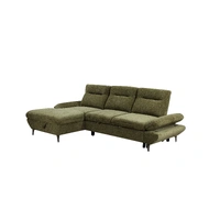 Capella Fabric 2 Seater Sofa Bed with Left Hand Facing Stg Chaise - Green VOL-CAPE-02