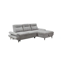 Capella Fabric 2 Seater Sofa Bed with Right Hand Facing Stg Chaise - Grey VOL-CAPE-03