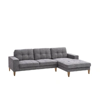 Club Fabric 2 Seater Sofa with Right Hand Facing Chaise - Grey VOL-CLUB-02