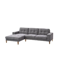 Club Fabric 2 Seater Sofa with Left Hand Facing Chaise - Grey VOL-CLUB-03
