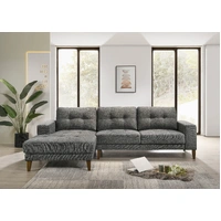 Club Fabric 2 Seater Sofa with Left Hand Facing Chaise - Licorice VOL-CLUB-06