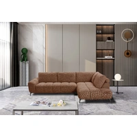 Odette Fabric Corner Sofa - Rust VOL-ODET-02