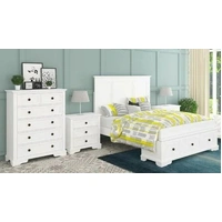 Sala King Bed, Tallboy & Bedsides MKII Package - White Painted VOSAKTBKITMKII