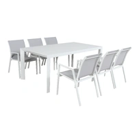 Icaria 7 Piece Outdoor Dining Setting - White VOUT-ICA-7PC-KIT-WHT