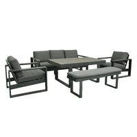 Maderia 5 Piece Mid Height Outdoor Dining Setting - Charcoal VOUT-MADE-03