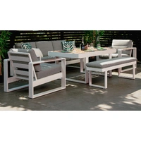 Maderia 5 Piece Mid Height Outdoor Dining Setting - White VOUT-MADE-04