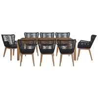 Marrakesh 9 Piece Outdoor Dining Setting - Black / Charcoal / Eucalyptus VOUT-MARR-9PC-KIT