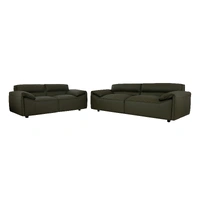 Zander Leather 3 + 2 Sofa Set - Olive VZAND32KITO