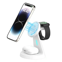 Laser 3-in-1 Wireless Charging Stand with Apple/Samsung Watch Charger White WC-CS25WH-215
