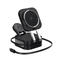 Laser ChargeCore 3-in-1 Wireless Foldable Charging Stand with Retractable USB-C Cable Black WC-FD20BK-908