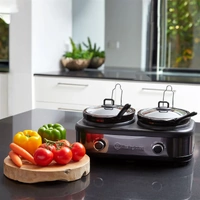 Westinghouse Slow Cooker 270W 2 Pot Black Stainless Steel 450x290x240mm