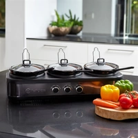 Westinghouse Slow Cooker 405W 3 Pot Black Stainless Steel 670x300x240mm