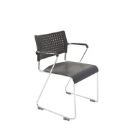 Wimbledon Polypropylene Sled Base Visitor/Conference Chair With Linking Feature and arms - Black WIMBLEDON-WITH-ARMS