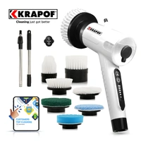 Krapof Electric Cordless Tough Scrub Excel Pro with 7 Replaceable Cleaning Heads WPTSCURBXL-W08