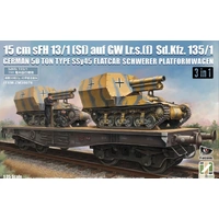 Zimi Model 1/35 15 cm sFH 13/1 (Sf)auf Gw Lrs.(f )Sd.Kfz.135/1 with German 50 Ton Type SSy45 Flatcar Schwerer Platformwagen [3 in 1] Plastic Model Kit